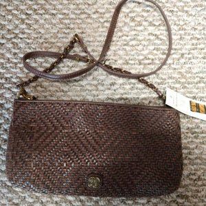 NWT Elliott Lucca Brown Weaved Crossbody